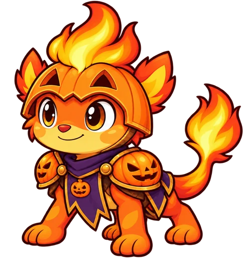 Emberoo in pumpkin armor